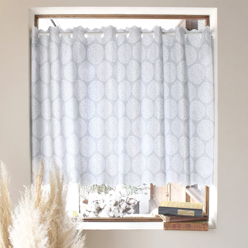 数量 ラミネート 小窓用 カフェカーテン おしゃれ 目隠し 70 cm丈 Decor 幅100 cm お風呂 スタイルデコール STYLE グレー 小花柄