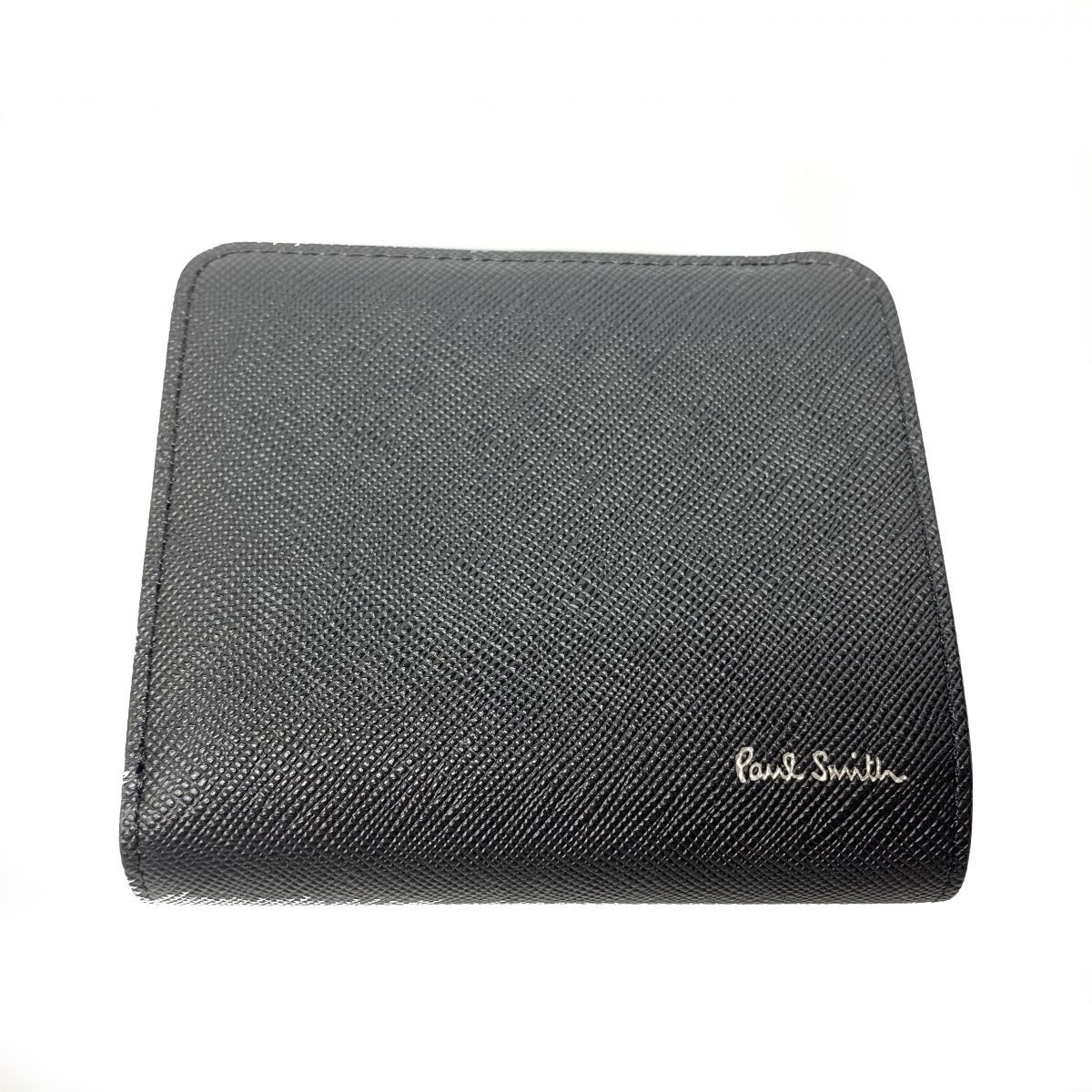 Paul Smith ポールスミス ブライトストライププラー 二つ折り財布 553423 P 915 ブラック メンズ