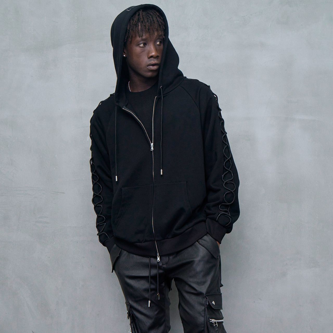 MLVINCE メルヴィンス ZIP-UP DRESS SLEEVE HOODY MLVINCE ZIP-UP DRESS SLEEVE HOODY BLACK