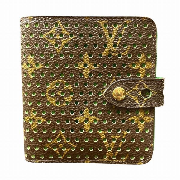 ルイヴィトン Louis Vuitton モノグラムペルフォ コンパクトジップ M95218 ヴェール 2つ折り財布 ユニセックス