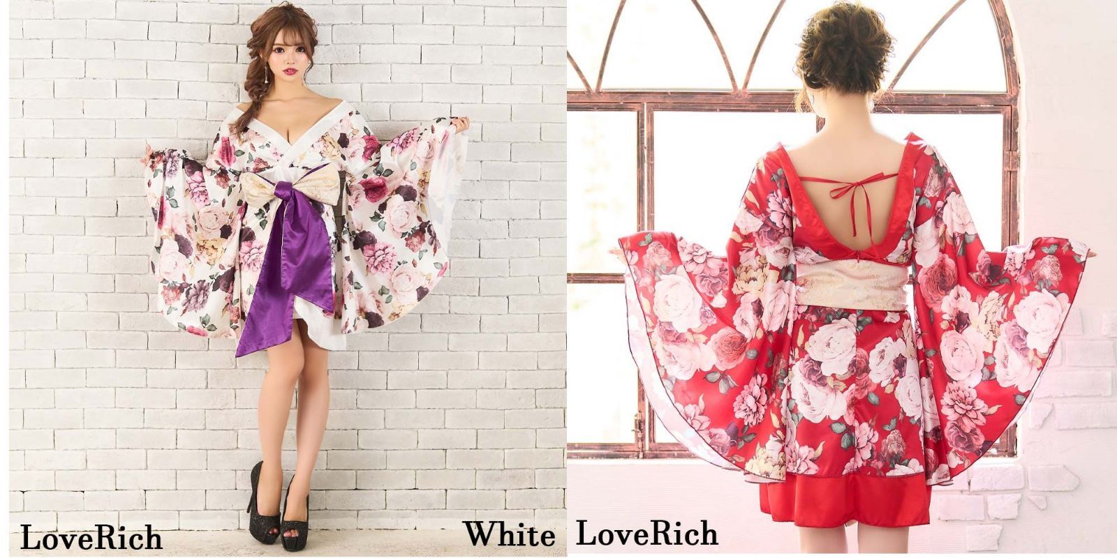 ☆0976花柄 オフショル ミニ 豪華 帯 花魁 着物☆ - メルカリ