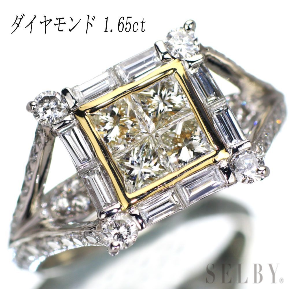 【希少1.ct up 】美品K18WG ダイヤリング ミステリーセッティング GSTV K18WG ダイヤモンド ミステリーセッティング リング D 約1.05ct