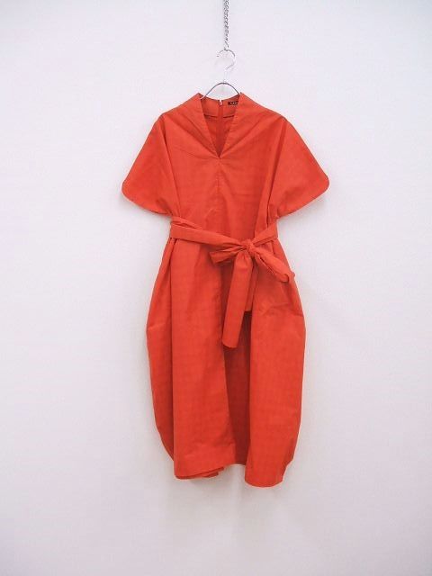 R-D.M.Co- コットンタイプライターVネックリボンドレス 3541 定価56000円 ワンピース レッド マンズテーラー 2-0725S♪