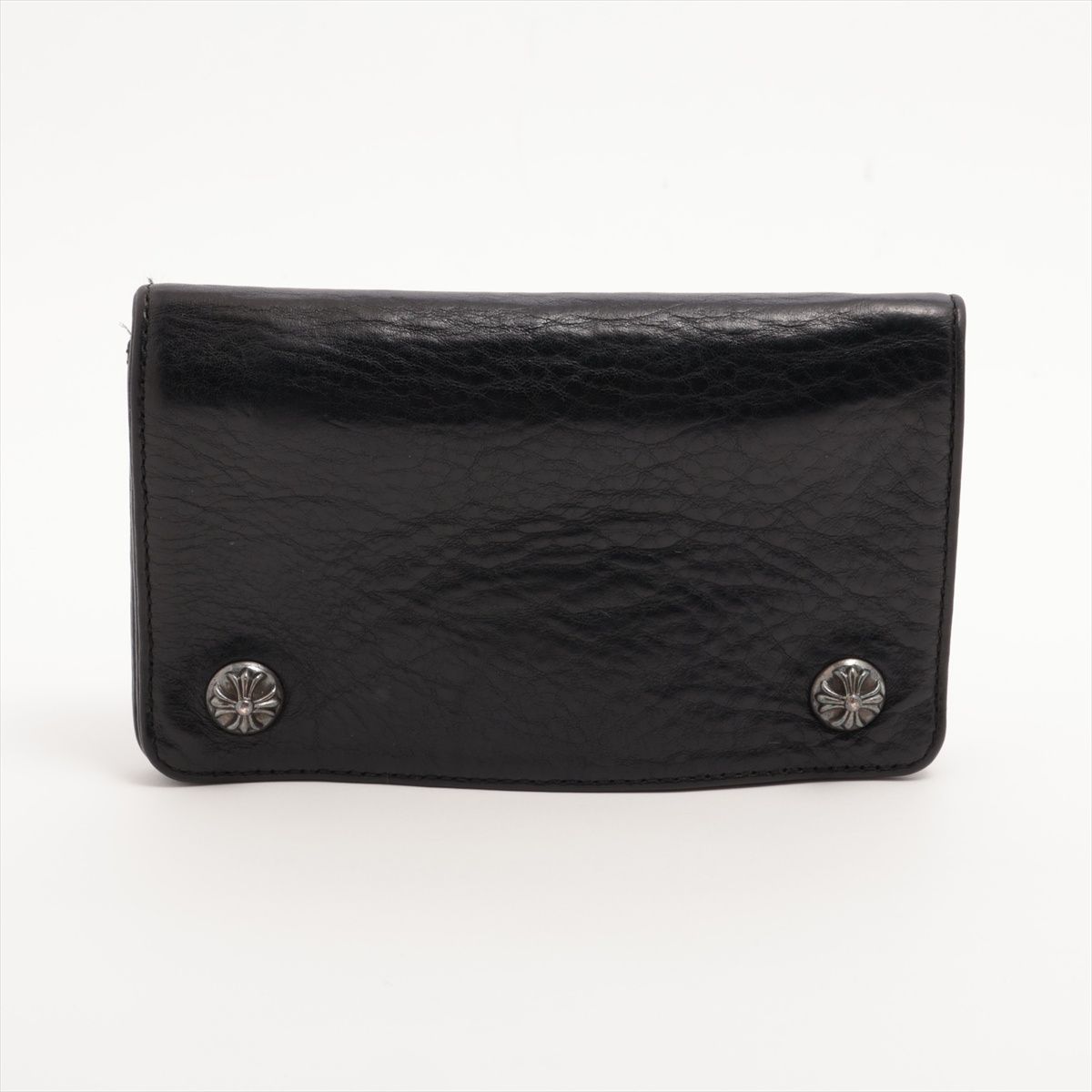 CHROME HEARTS クロムハーツ 二つ折り財布 クロスボタン レザー