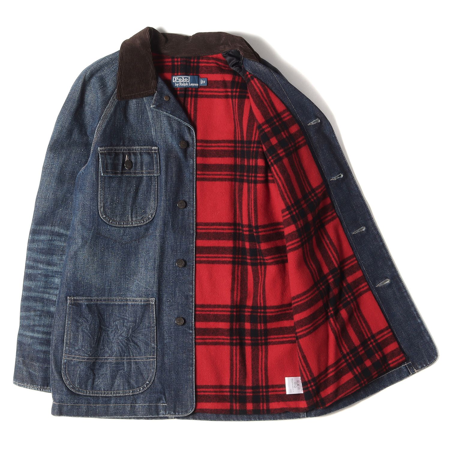 【美品】ポロ ラルフローレン 赤 タータンチェック　コーデュロイ アウター 美品】ポロ ラルフローレン 赤 タータンチェックコーデュロイ