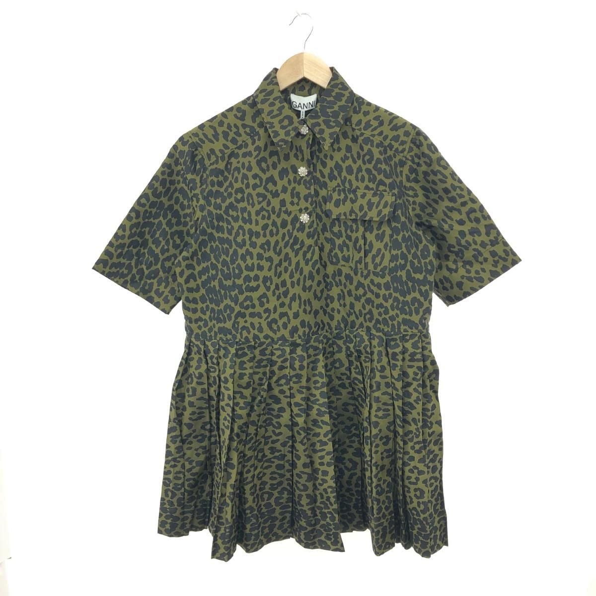 未使用品 Ganni ガニー 五分袖ワンピース サイズ:36 カーキ レディース