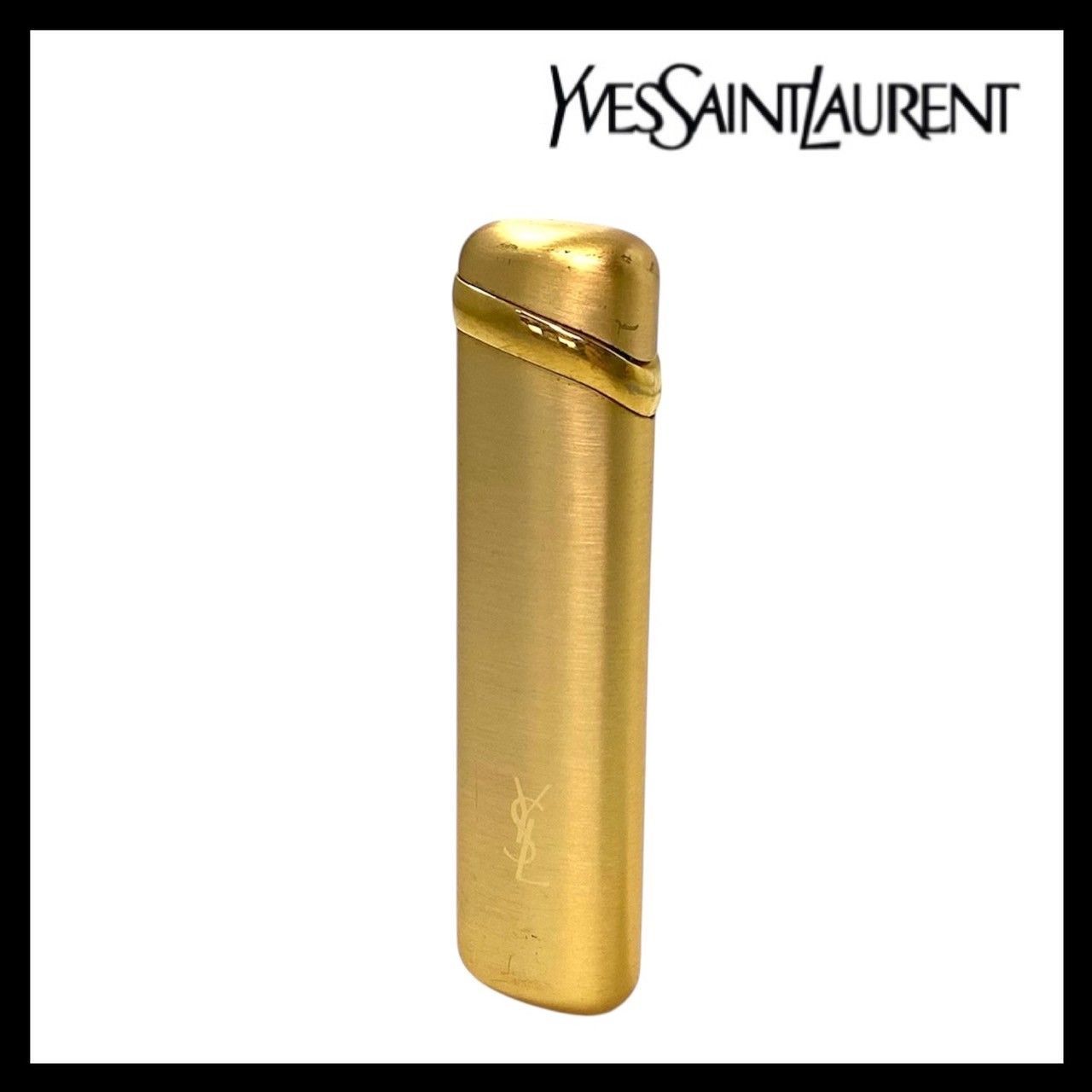 YVES SAINT LAURENT】ガスライター YSLロゴ スリム ゴールド/金