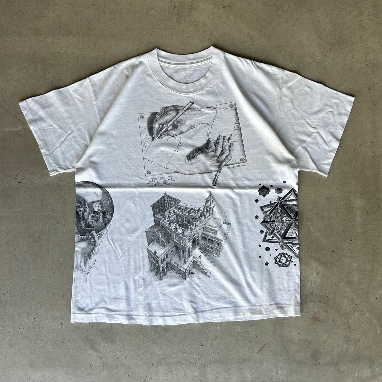 シングル 90s M.C.Escher エッシャー ART Tシャツ 騙し絵 アート 90s 