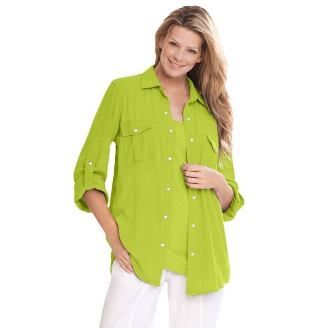 売れ筋商品|||ビーヤング シャツ レディース トップス BYHENCE - Button-down blouse - cadmium green 楽天市場】アート柄シャツ シャツ レディース トップス 長袖