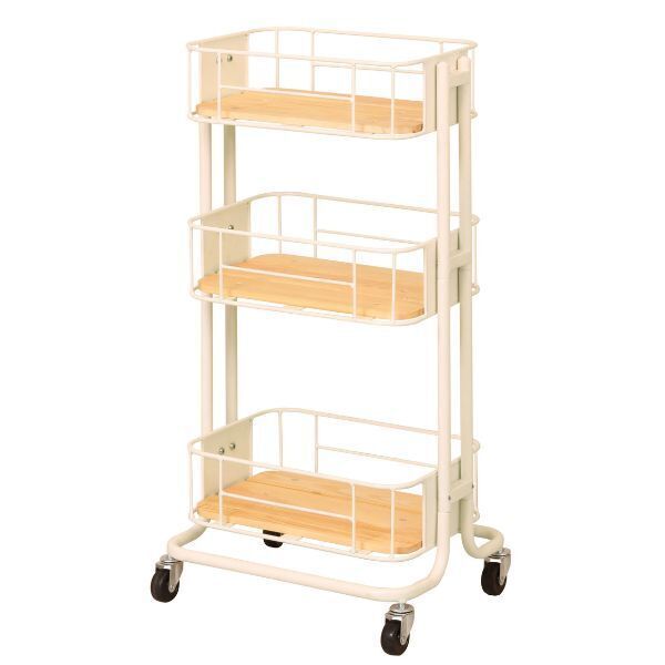 ワゴン 幅44.5 ウッド ホワイト×ナチュラル BY CAGE ビーワイケージシリーズ