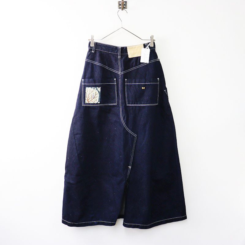 ミナペルホネン mina perhonen always リメイク ロング デニムスカート 34 ダークインディゴ┃刺繍 2400014618655