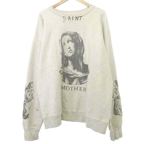 セントマイケル SAINT MICHAEL 22AW CREW SWEAT MOTHER マザー スウェット シャツ トレーナー マリア プリント  ダメージ加工 XL グレー □U90 - メルカリ