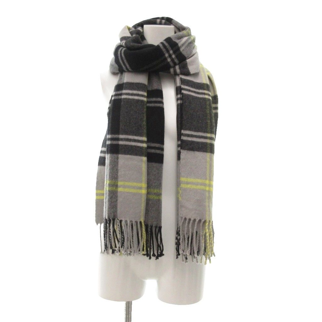 大判✨Johnstons of Elginカシミヤ混チェックストール別注グレー