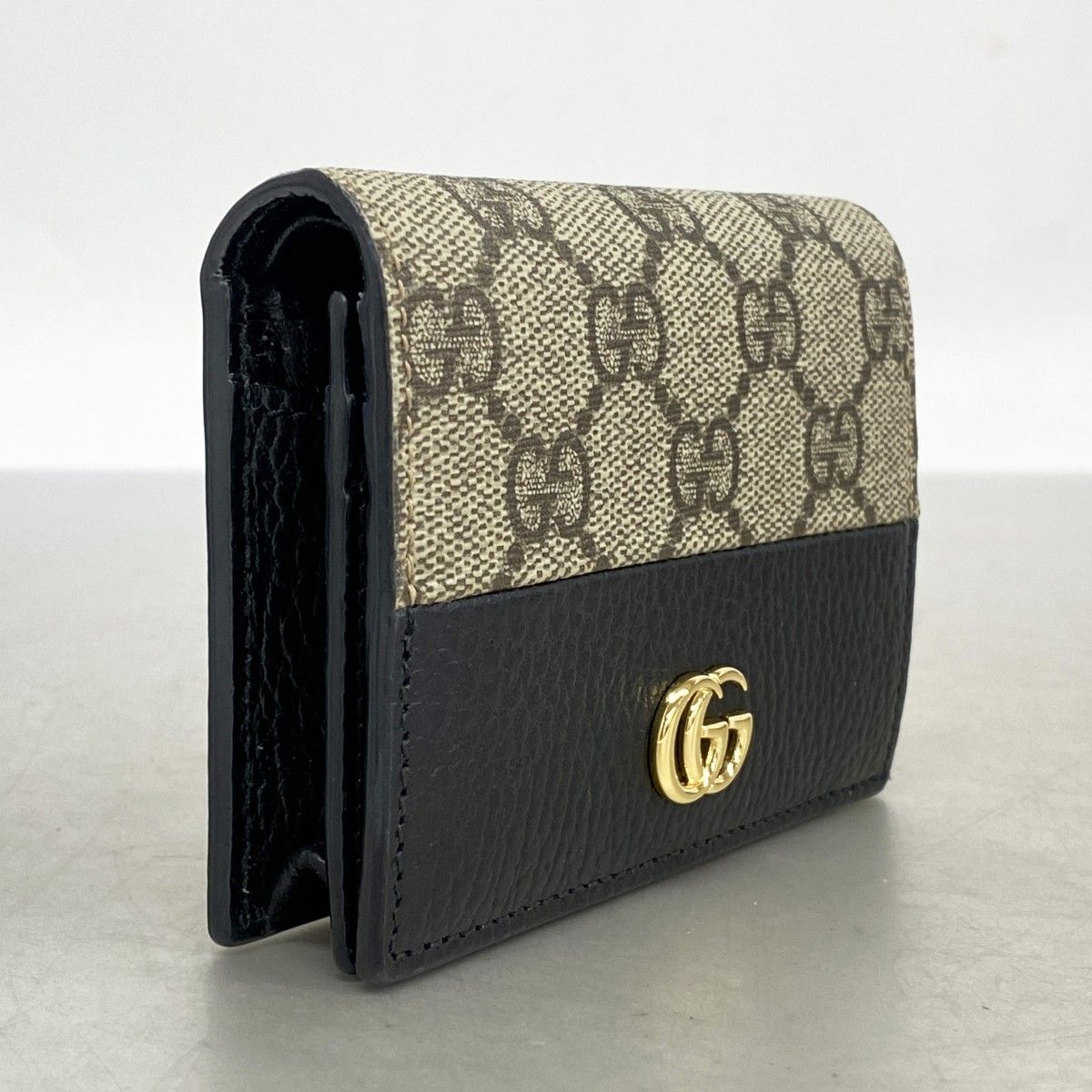 5ma0865-h グッチ 財布 GGマーモント GGスプリーム 658610 PVC レザー ベージュ ブラック ゴールド金具 レディース