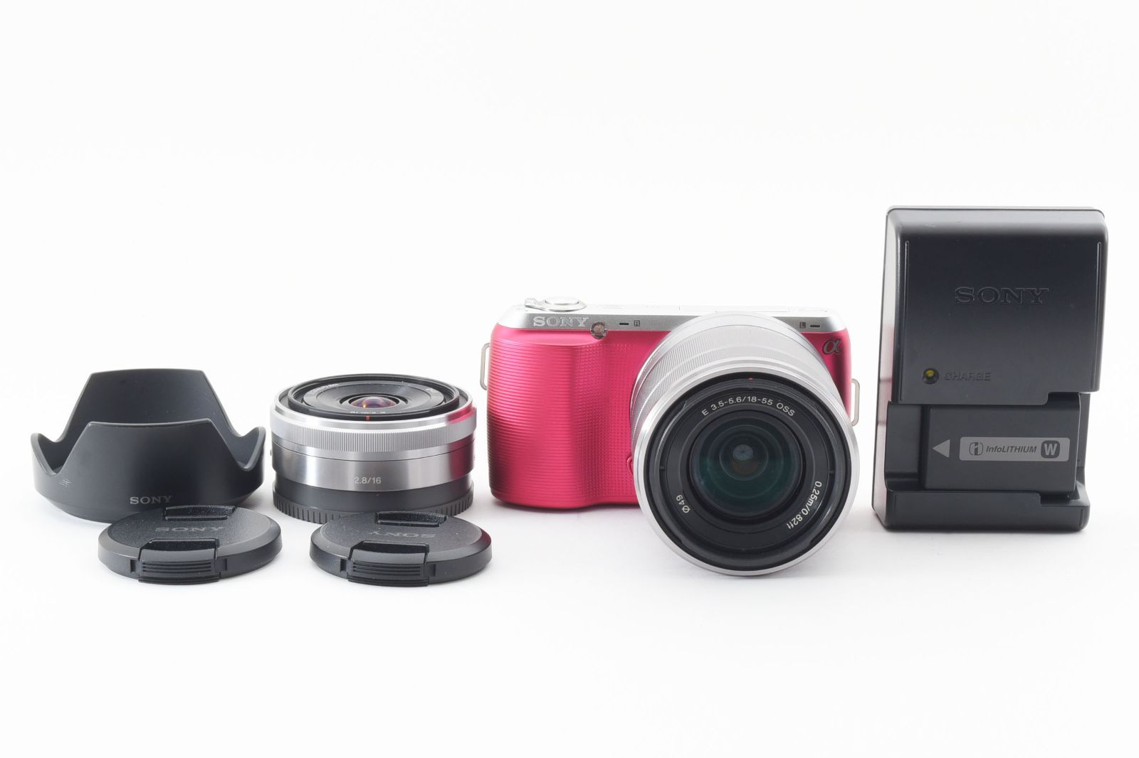 SONY - ソニー Sony NEX-C3 （ピンク） ダブルレンズキット（SEL1855＆SEL16F28)1365 ソニー Sony NEX-C3 （ピンク） ダブルレンズキット