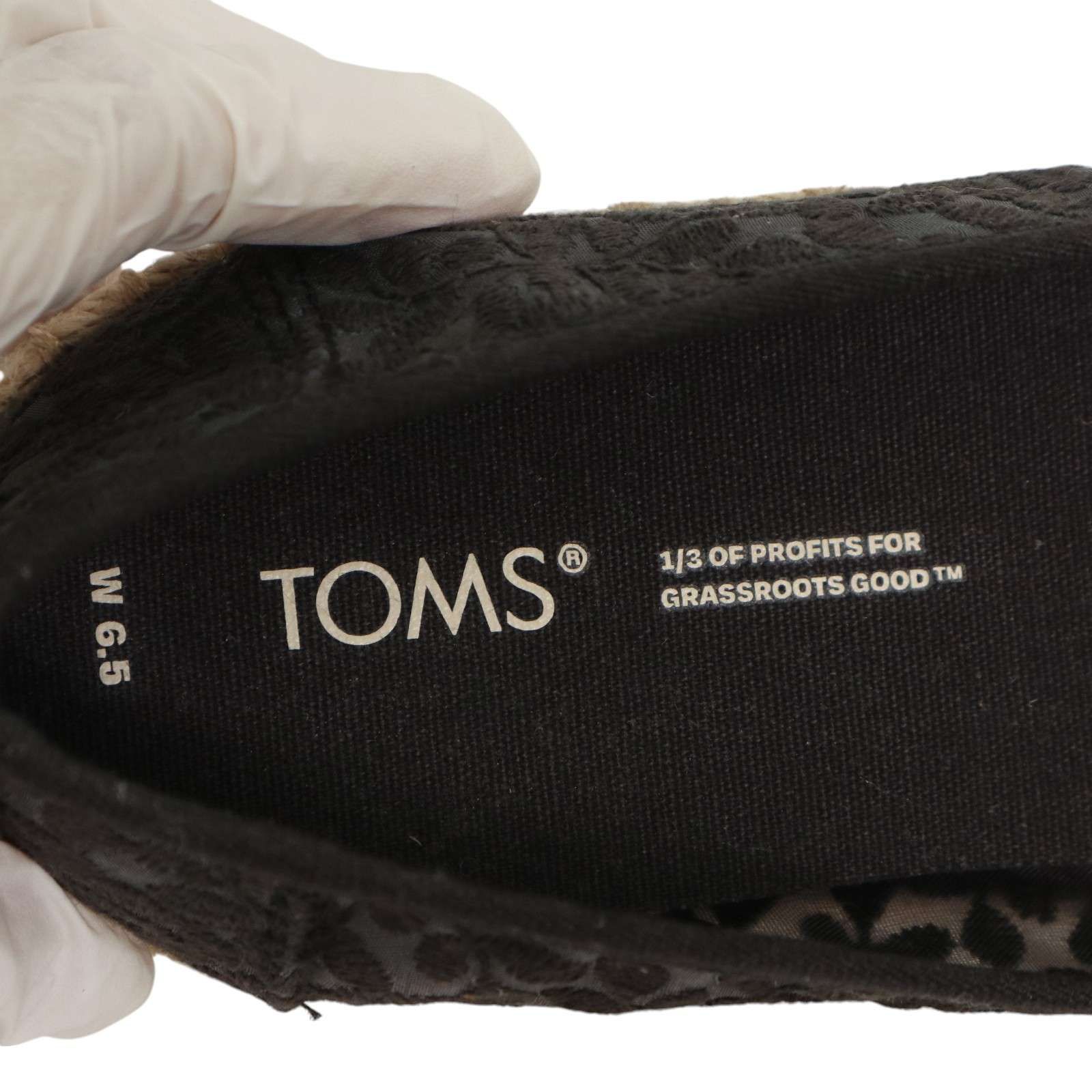 【TOMS】厚底 レース スリッポン エスパドリーユ 美品☆ TOMS トムズ 春夏 ボタニカル レース☆ スリッポン