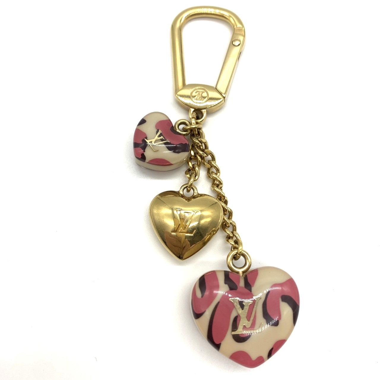 ルイヴィトン ポルトクレ レオパード ハート キーリング ブロンコライユ M66263 ユニセックス キーホルダー LOUIS VUITTON ABランク