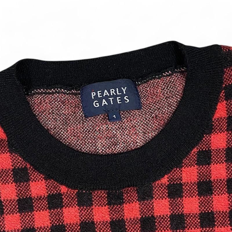 PEARLY GATES パーリーゲイツ ニット セーター チェック レッド 1