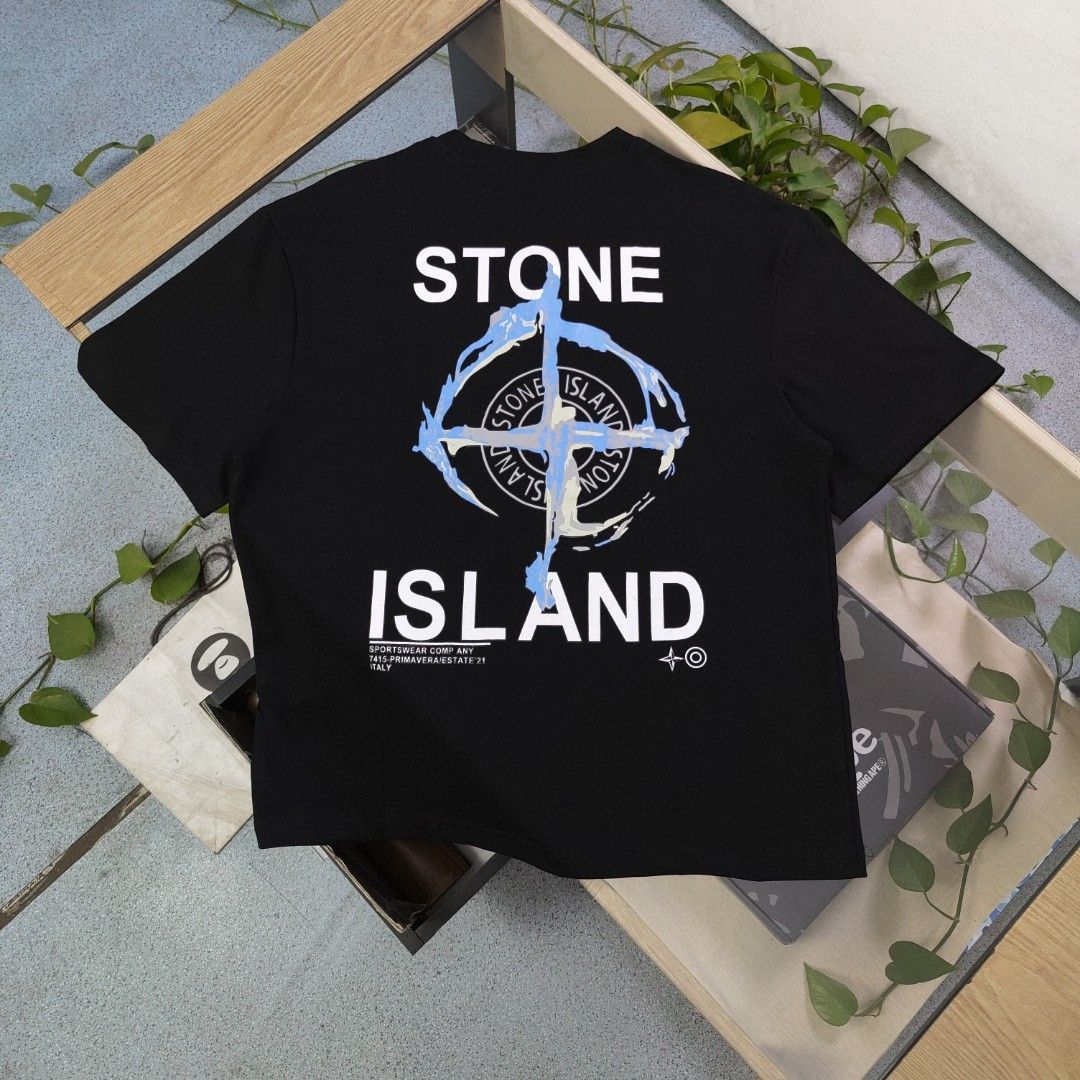 STONE ISLAND 長袖コットンシャツ コンパス ロゴ 刺繍 ホワイト 白