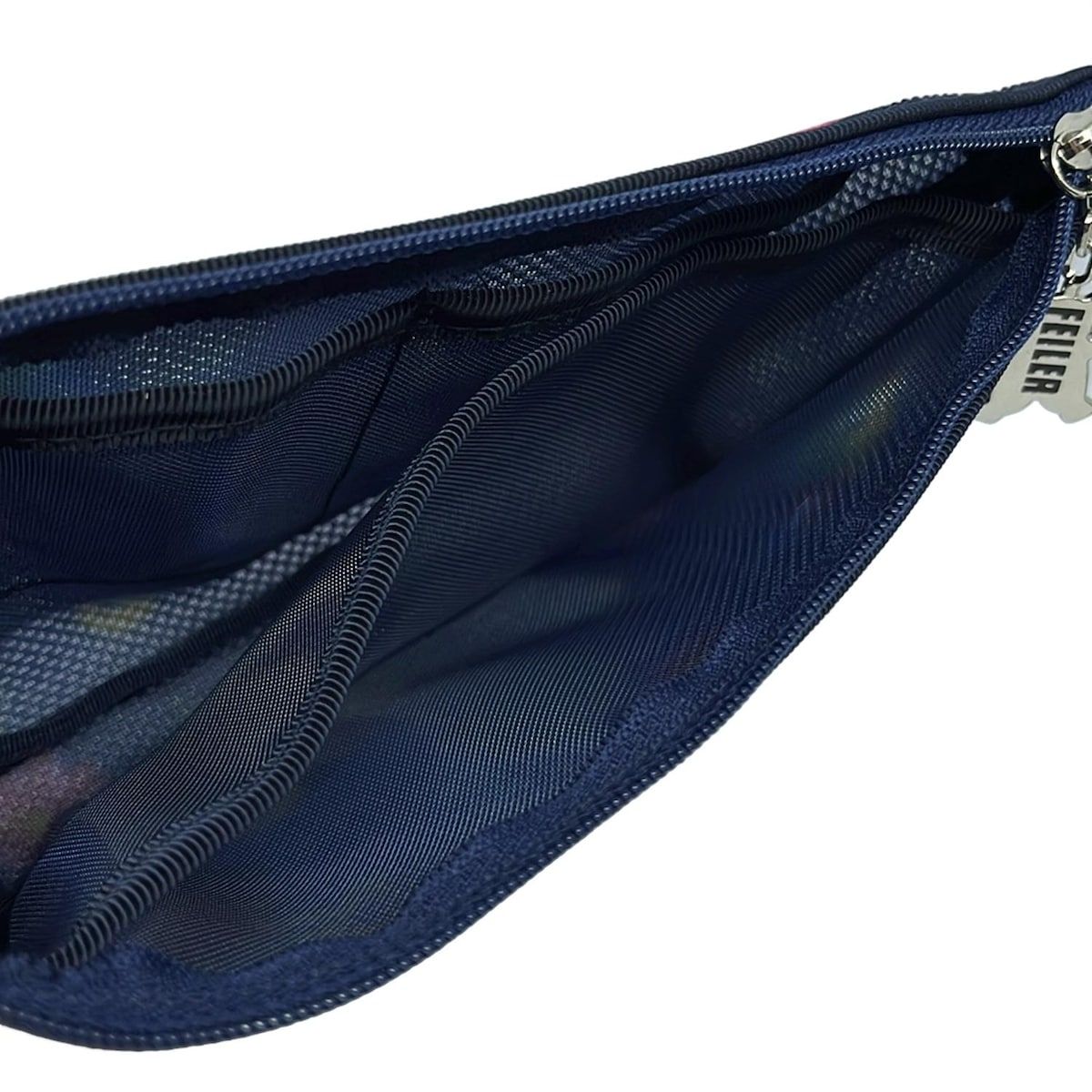 FEILER フェイラー ポーチ - ネイビー×イエロー×マルチ メッシュ てんとう虫 鳥 バタフライ 蝶 フラワー 花 ひよこ DECORATOM_COM_BR