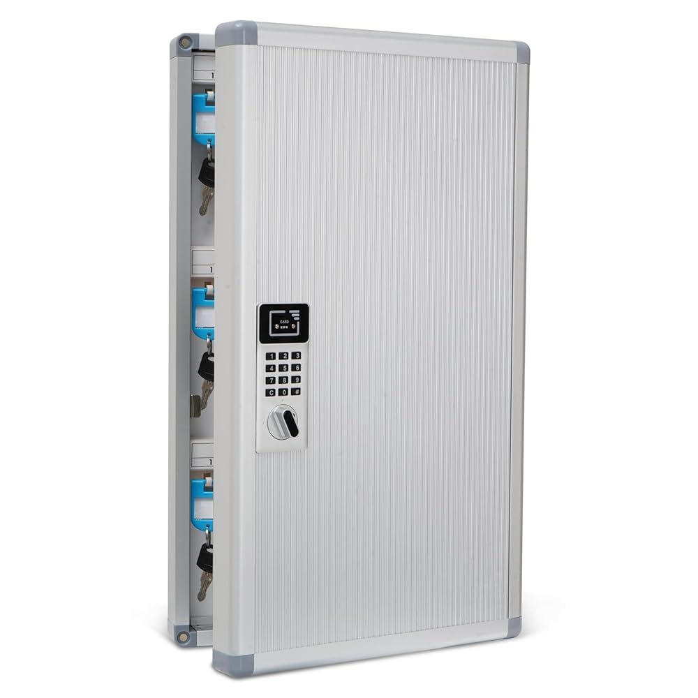 キーボックス 壁掛けスマートロック 26*43*6cm 48個フック キーオーガナイザー ロックボックス 48個収容