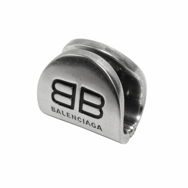 【本日中まで】 BALENCIAGA イヤーカフ 国内発送☆BALENCIAGA】ストライプ シルバーフープイヤーカフ