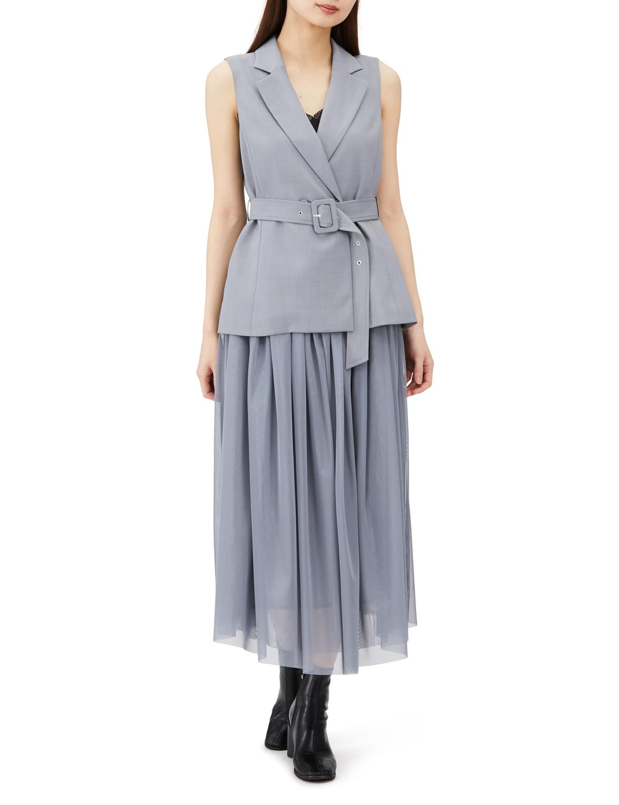 グレースコンチネンタル 2025SS ﾃｰﾗｰﾁｭｰﾙﾜﾝﾋﾟｰｽ レディース 24 ｸﾞﾚｰ