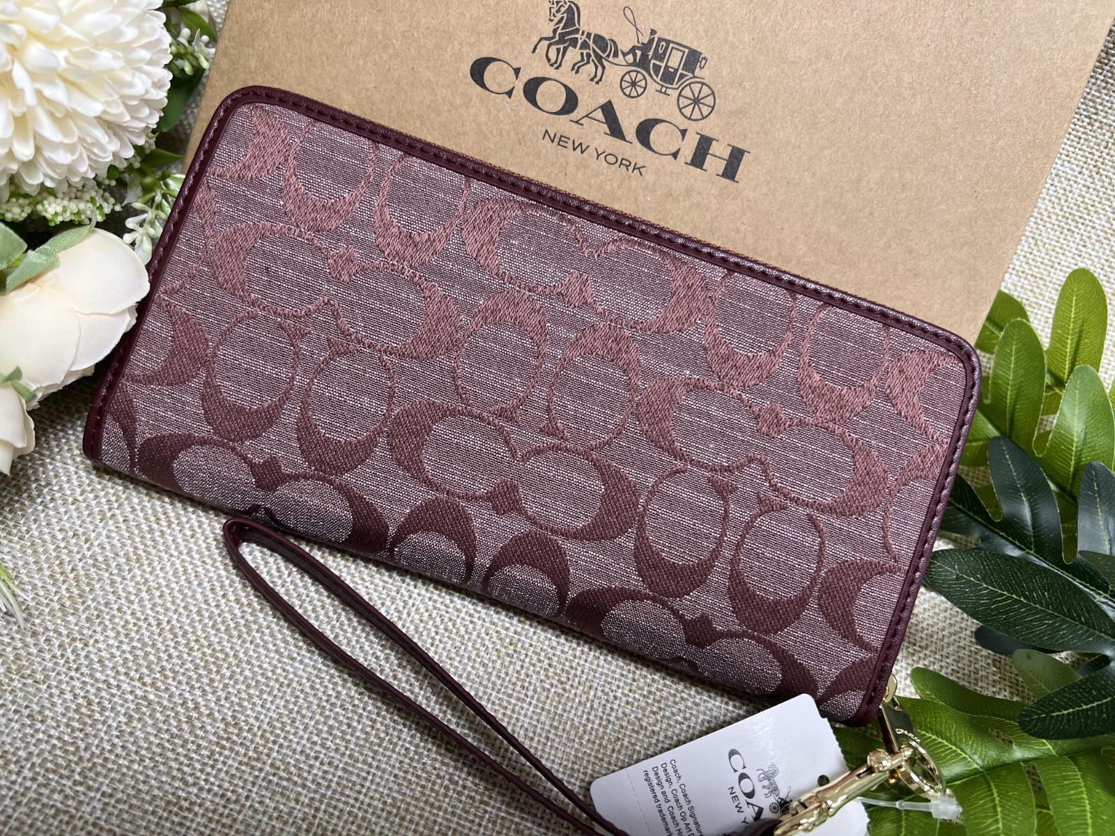 COACH 長財布 シャンブレー シグネチャー アラウンド ウォレット