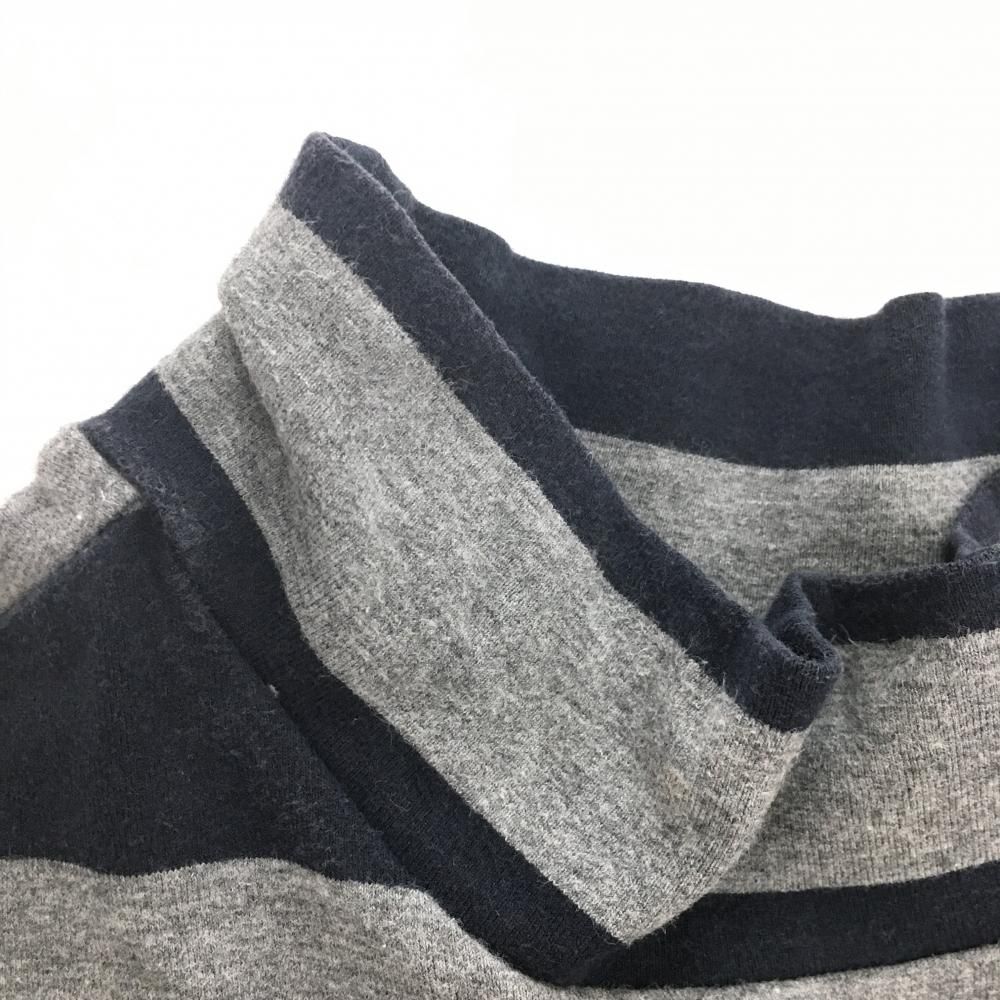パーリーゲイツ 長袖ハイネックシャツ ネイビー×グレー ボーダー