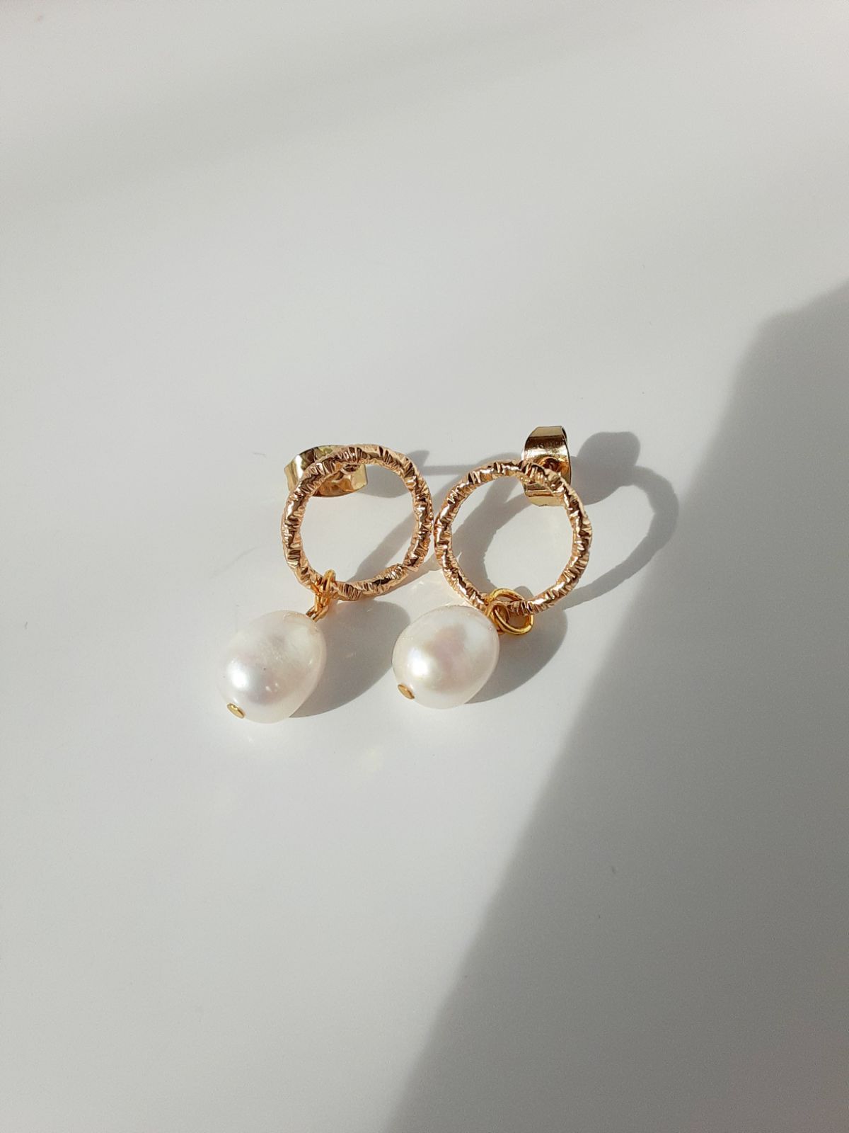 NO20 淡水パールスタッドピアス7mm・全長2.5cm