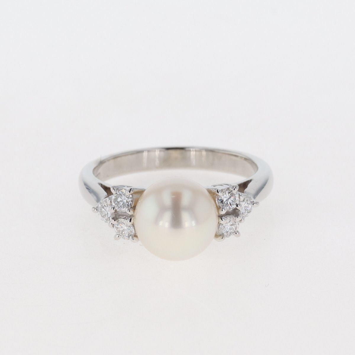 パール デザインリング プラチナ 指輪 メレダイヤ 真珠 リング 12.5号 