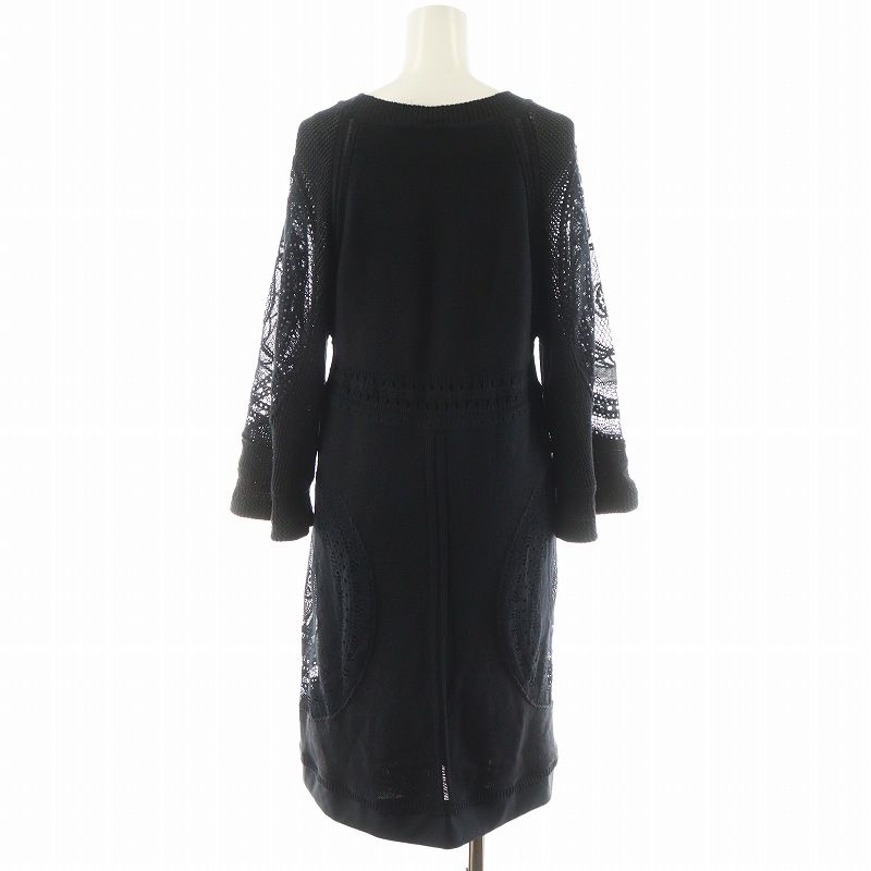 Chloe クロエ　ニットワンピース クロエ CHLOE ニットワンピース ロング丈 長袖 レース XS 黒