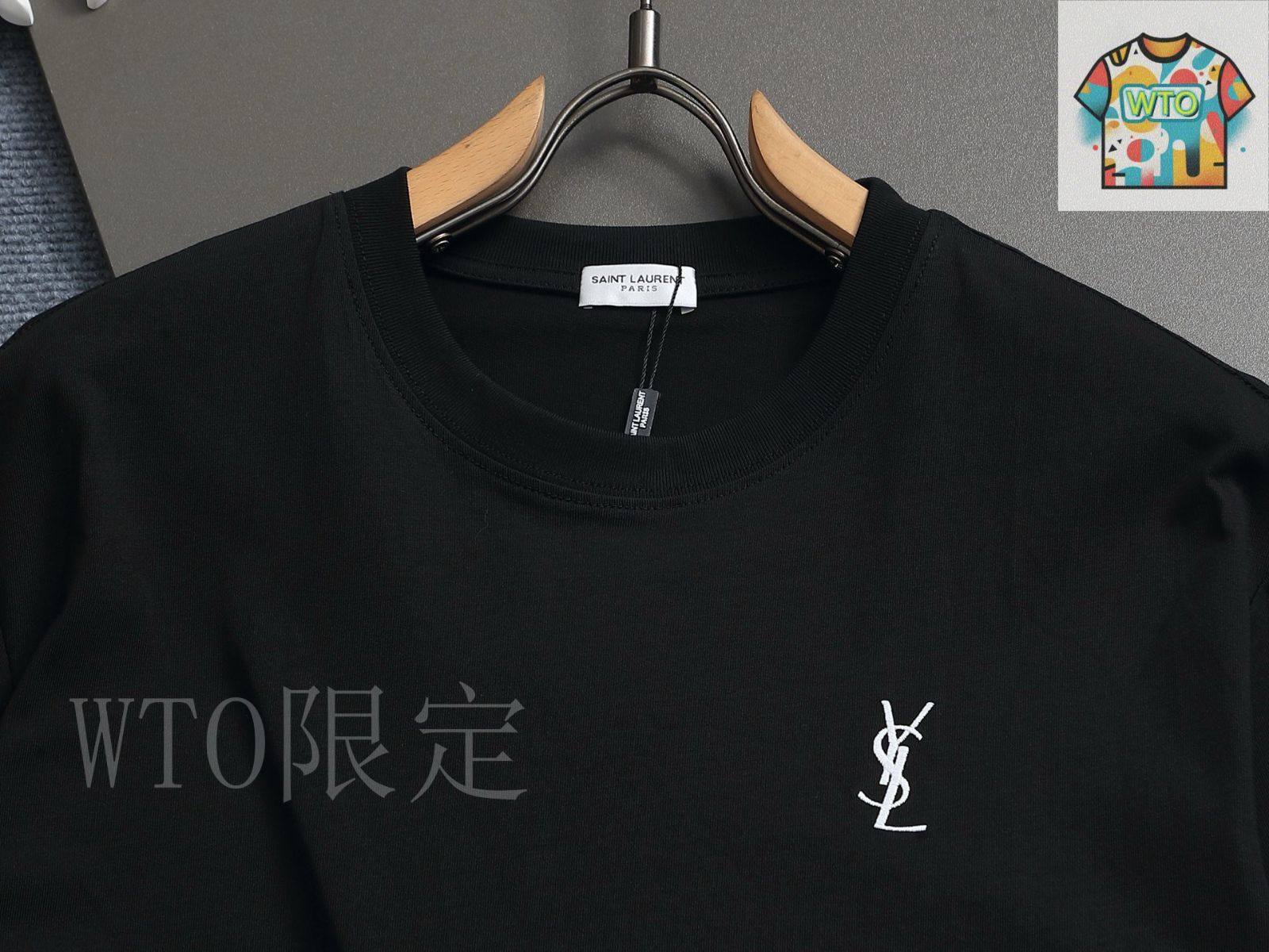 YVES SAINT LAURENT◆YSLロゴ/フロント刺繍/長袖カットソー/M/ウール/GRN 今日特価】Saint Laurent Paris サンローラン ロゴ刺繍 微寛 T