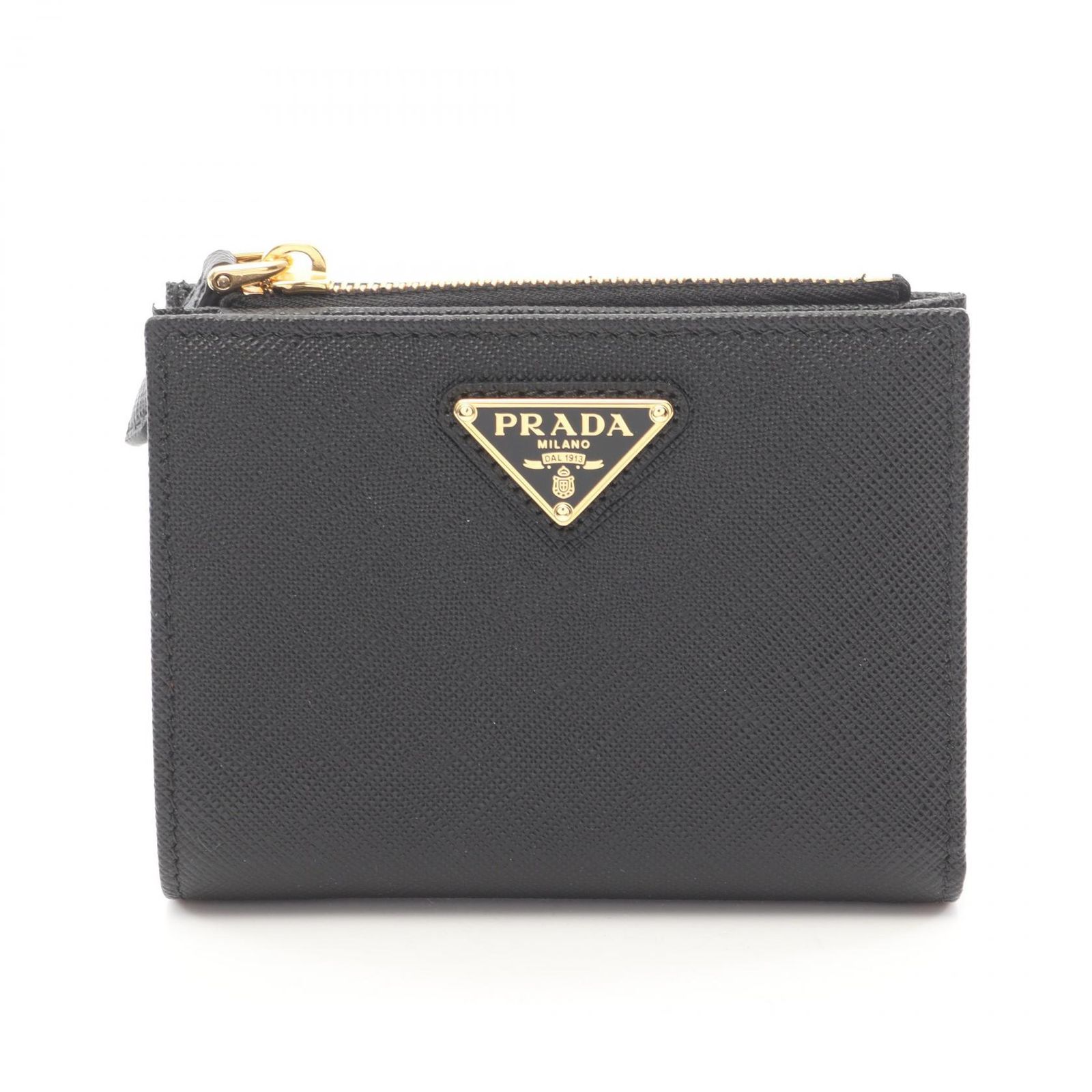 プラダ PRADA 二つ折り財布 SAFFIANO TRIANG 1ML050QHHF0002 ブラック サフィアーノレザー 二つ折り財布 レディース