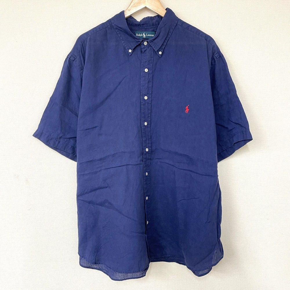 ラルフローレン 刺繍ロゴ 長袖 BDシャツ ストライプ 2XL 5735 ラルフローレン BDストライプシャツ 刺繍ポニー 2XL パープル 紫