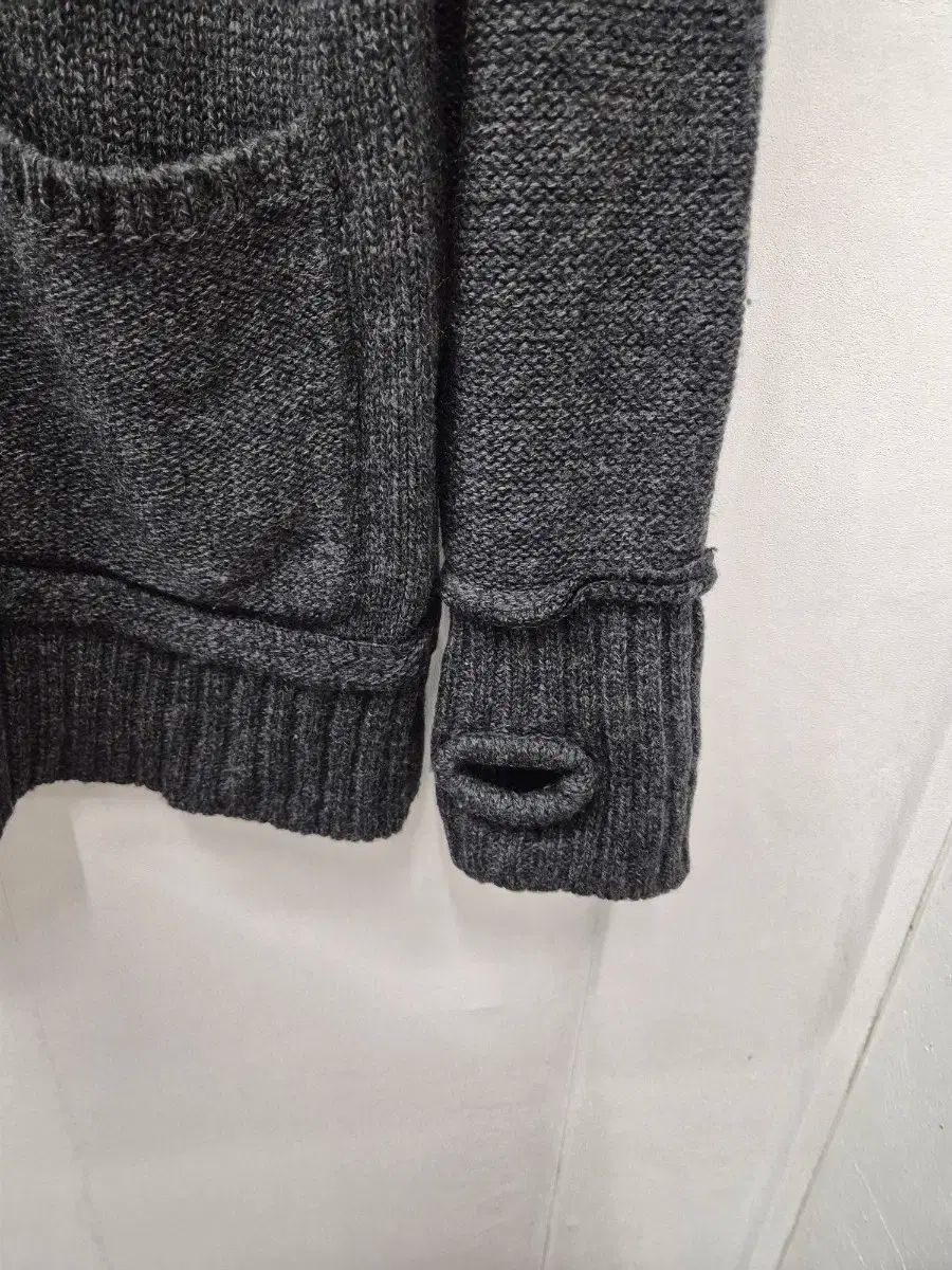 マリテ起毛 グレー ニット ジップアップ カーディガン