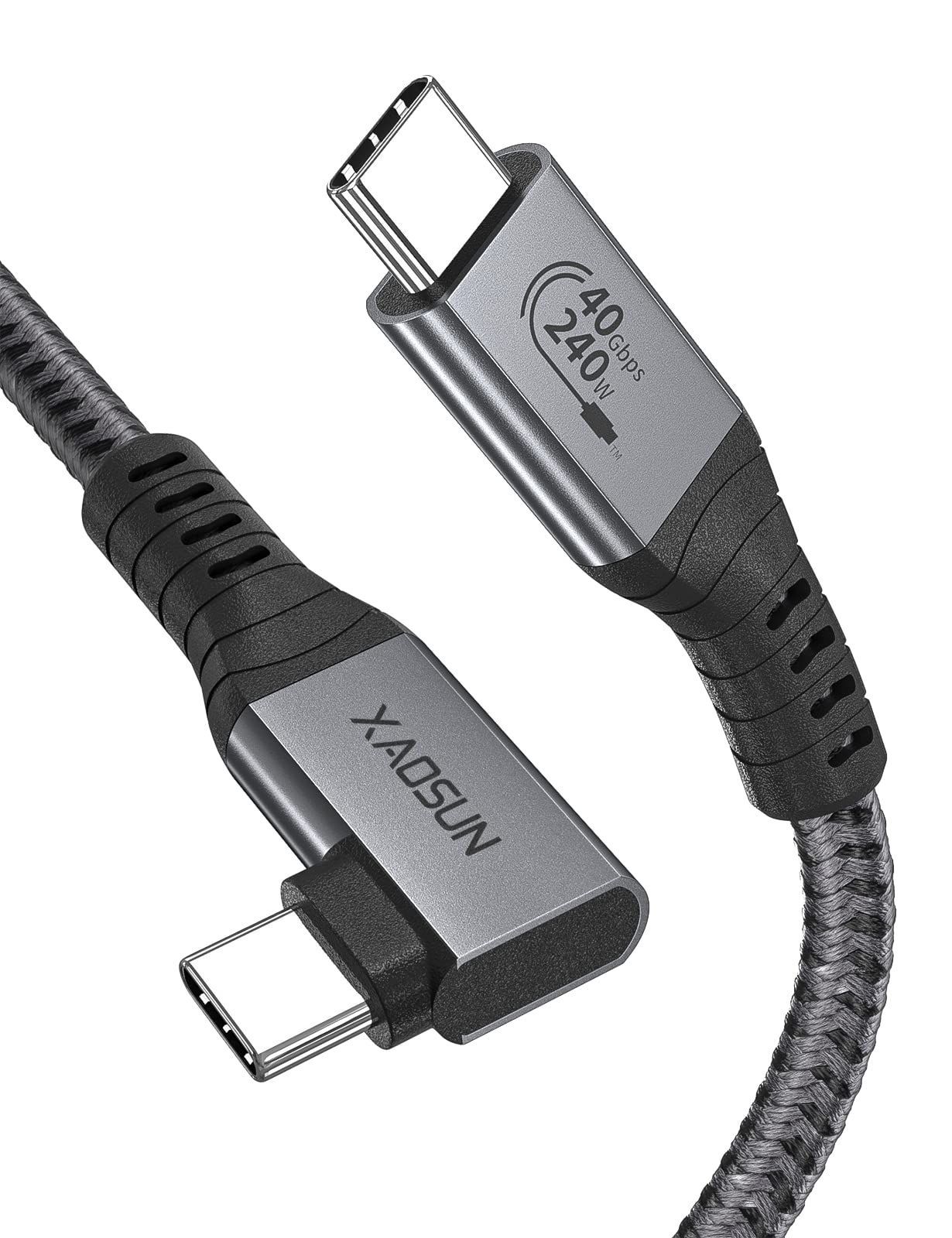 【特価商品】ケーブル Thunderbolt 4 対応 L字 USB4 240W PD3.1急速充電 USB-IF認証 40Gbps 8K@60Hz 映像出力 MacBook Pro XAOSUN iPad Pro Xperia Type c多機種対応 1M