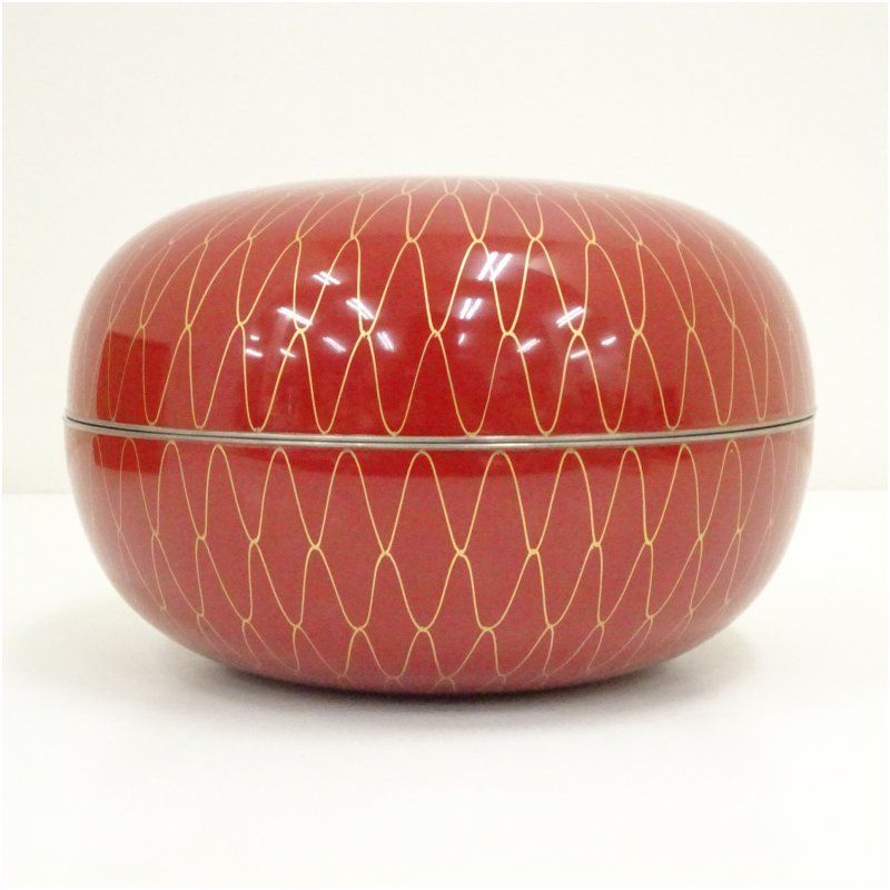象彦造 朱漆塗網目蒔絵喰籠（共箱） 和食器 茶器 菓子器 おしゃれ