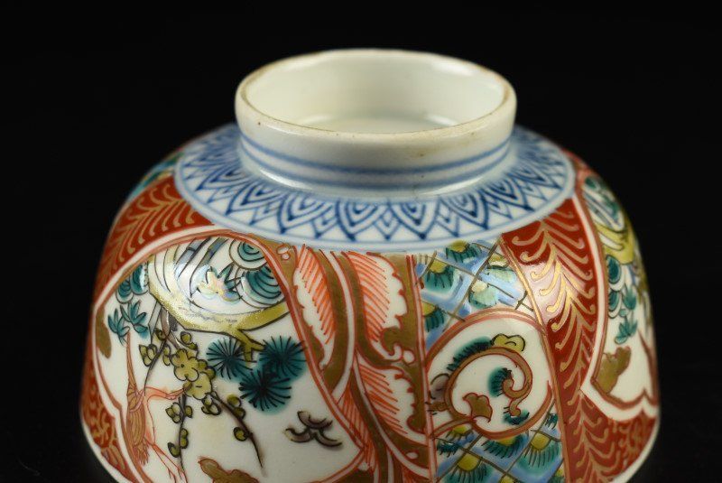 蔵c9453a 肥前 錦手窓絵文 蓋茶碗 蓋物 十客 WWW_IBETON_RU