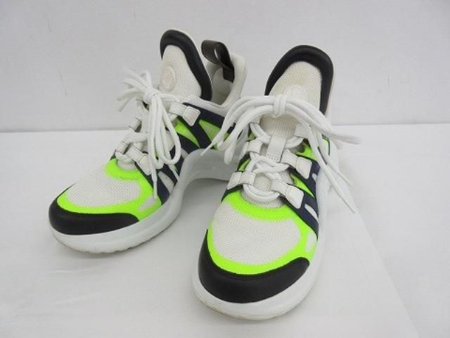 ルイヴィトン LOUIS VUITTON スニーカー LVアークライト ライン スニーカー レザー 36 ホワイト イエローグリーン ブラック レディ