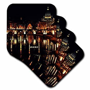(set-of-4-Soft) - 3dRose cst_80850_1 Nightime in Rome Italy Soft Coasters Set of 4
