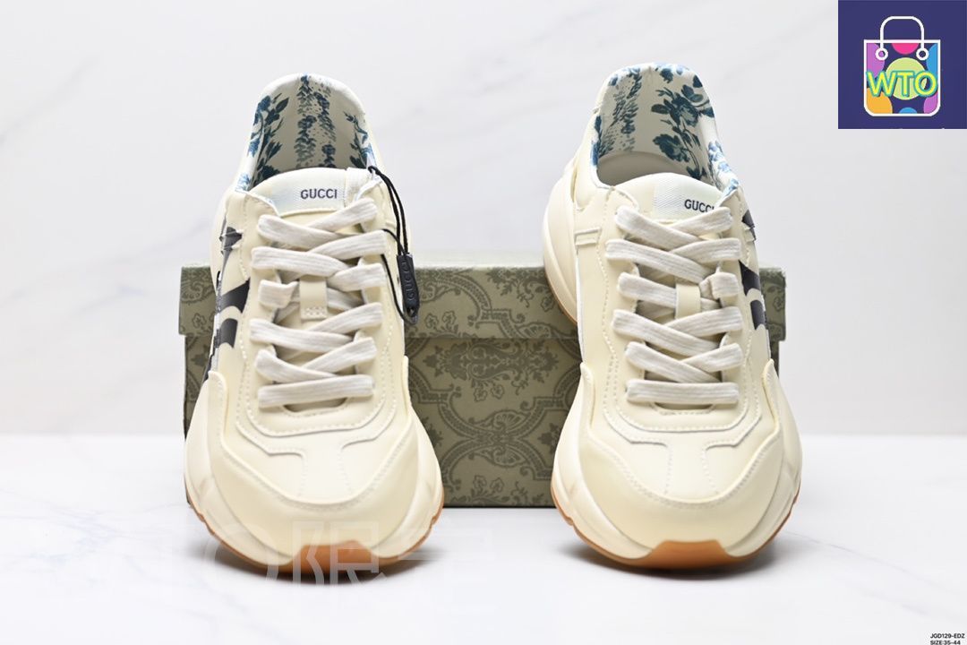 国内正規品　GUCCI グッチ　ライトン　ダッドスニーカー　ヴィンテージ加工 GUCCI グッチ 498916 RHYTON ライトン ヴィンテージ加工レザー