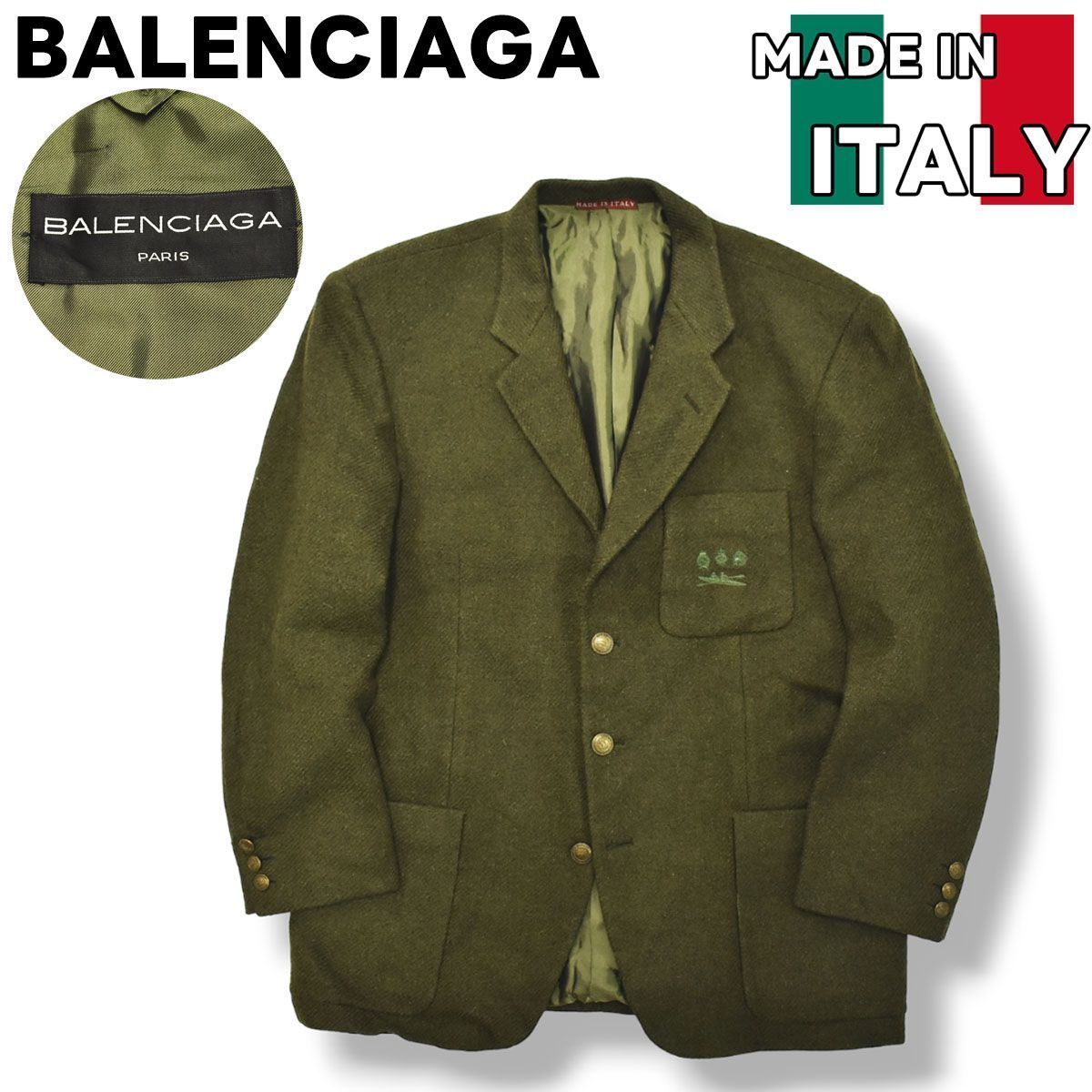 【希少】バレンシアガ ダブルテーラードジャケット 90s イタリア製 金ボタン古着屋かばお