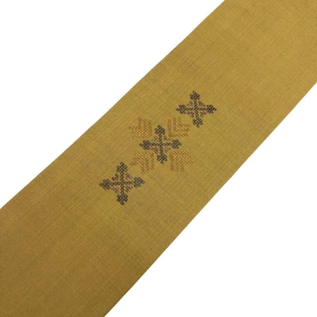 名古屋帯 本場琉球 南風原花織 証紙付 大城永光織物 芥子色 O-3427