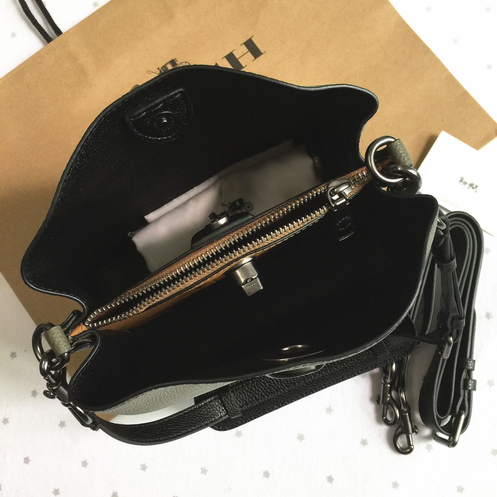 セール中】COACH コーチバッグ C3766 オリーブグリーン バケットバッグ