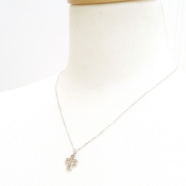 LES ESSENTIELLES クロス ネックレス K18WG ホワイトゴールド