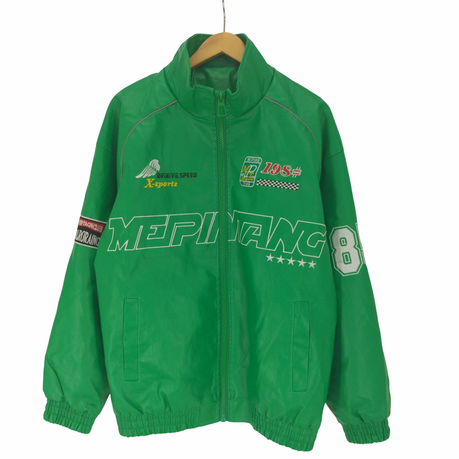 ユーズドフルギ USED古着 両面刺繍 ジップアップ スタンドカラー レーシング ジャケット メンズ JPN：XXL