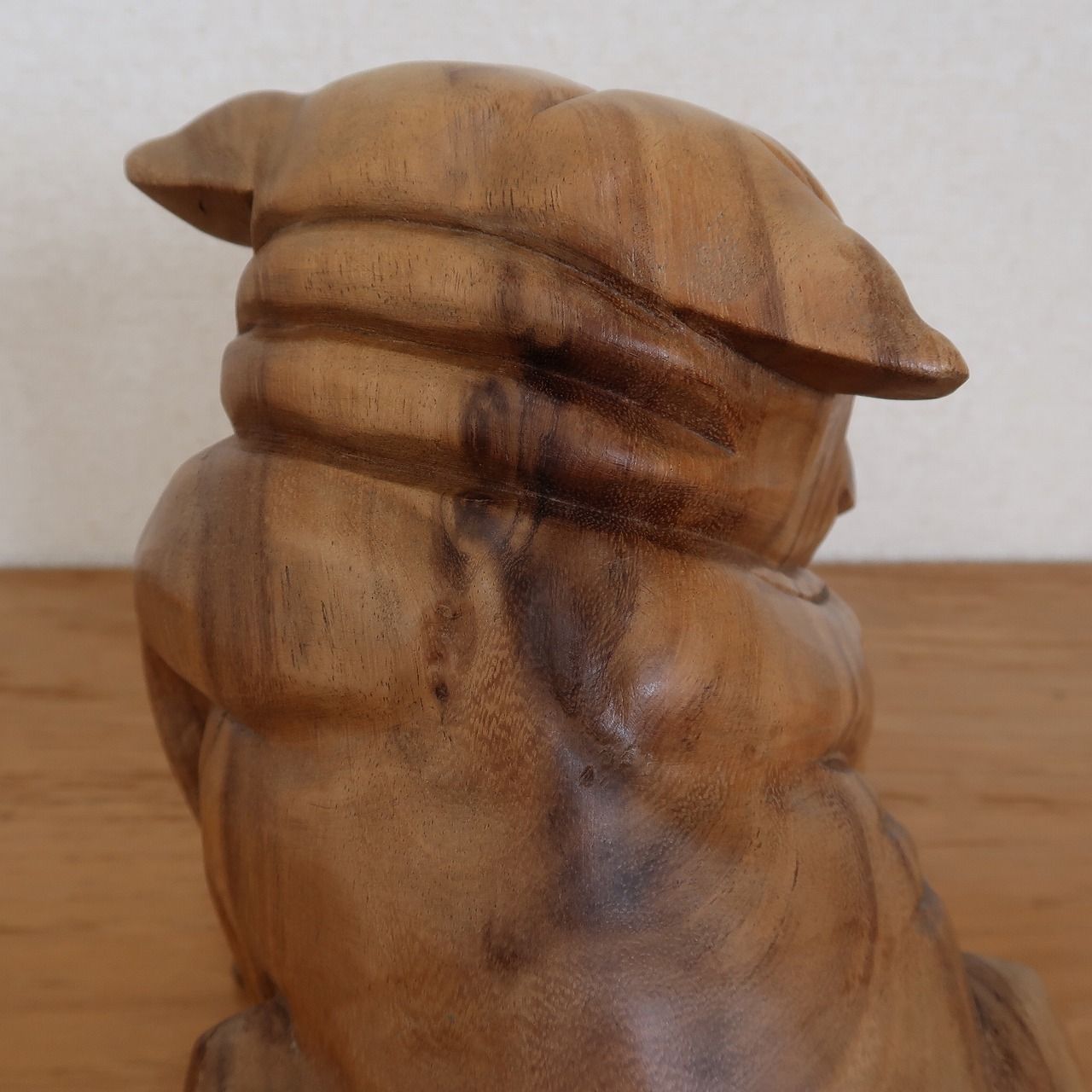 犬 置物 ブルドッグ 木製 ブルドッグの木彫り 座像 20cm 木製 犬の置き物 オブジェ