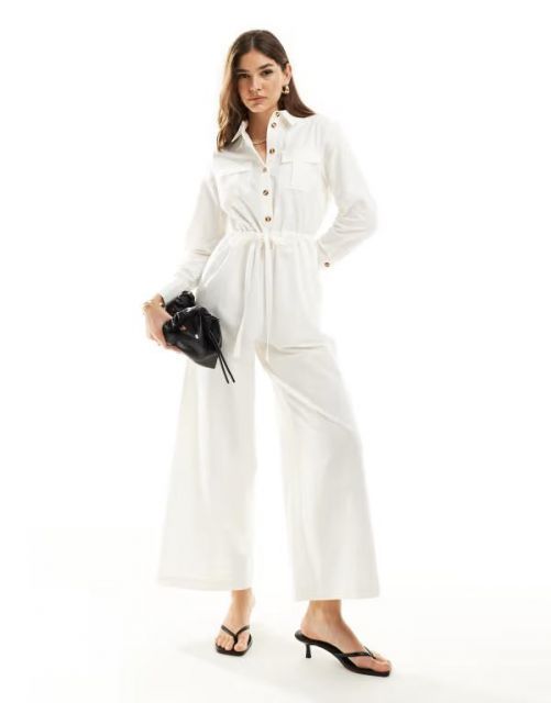【送料無料】 ノーバディーズ チャイルド レディース ジャンプスーツ トップス Nobody's Child Miranda wide leg utility style jumpsuit in white White
