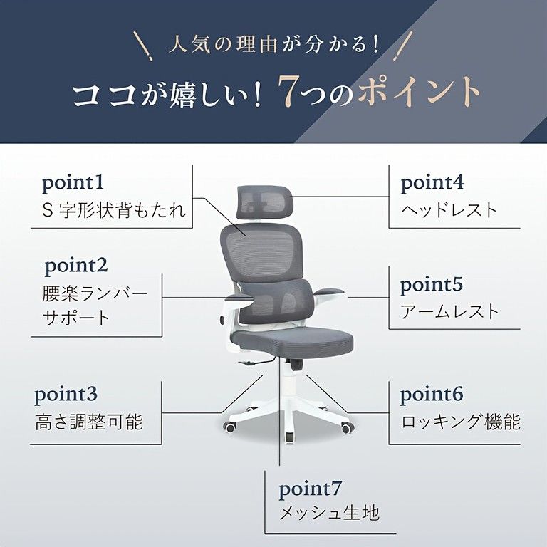 快適作業 ゲーム エルゴノミックオフィスチェア ハイバック ランバーサポート付 高さ調整 リクライニング 回転式 アーム付 快適 ゲーミングチェア グレー USTAUSTRALIA_COM_AU